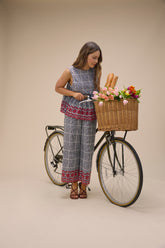 Black Gingham Embroidered Cropped Trousers
