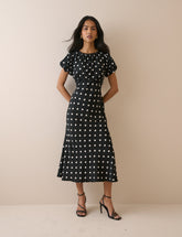 Black Polka Dot Sicily Midi Dress