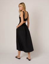 Black Fitted Bodice Eliana Midi Dress