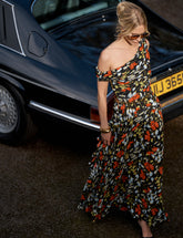 Black Floral Off Shoulder Ruffle Tish Maxi Dress