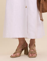 Beige Suede Strappy Block Heels