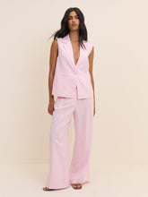 Baby Pink Linen-Blend Jax Wide Leg Trousers