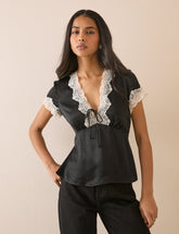 Black Lace Trim Maeve Top