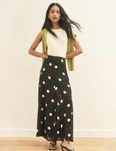 Black and Cream Polka Dot Selene Maxi Skirt