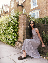 Black and Blue Check Shirred Ronda Skirt
