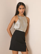 Black Crepe Tailored Mini Skirt