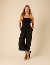 Black Linen-Blend Cropped Shona Trousers