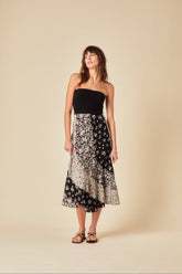 Black Printed Midi Skirt