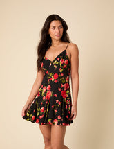 Black Floral Cush Mini Dress