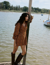 Black Ditsy Floral Puff Sleeve Fiora Mini Dress