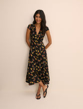 Black Floral Avery Midi Dress
