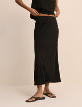 Black Mila Midi Slip Skirt