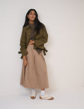 Beige Pleated Midi Skirt