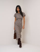 Black Floral Sicily Midi Dress