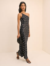 Black Polka Dot Satin Pia Maxi Dress
