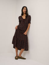 Black Floral Tiered Lia Midi Dress