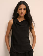 Black Draped Sleeveless Top