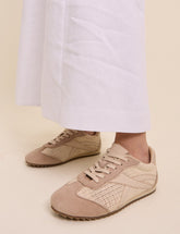 Beige and Cream Suede Trainers