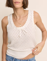 (HOLD) White Pointelle Cami with Neck Tie
