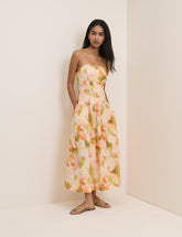 Abstract Floral Panelled Bandeau Amana Midi Dress