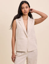 Beige Sleeveless Boxy Blazer