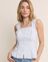Baby Blue Scallop Trim Peplum Top