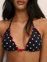 Black Polka Dot Frill Edge Triangle Bikini Top