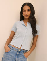 Baby Blue Pointelle Short Sleeve Top