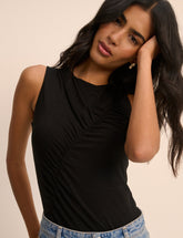 Black Sleeveless Ruched Top