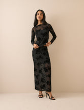 Black Floral Mesh Maxi Skirt