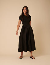 Black Jersey Drop Waist Sarah Midi Dress