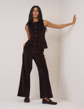 Black Cherry Cord Crew Neck Waistcoat