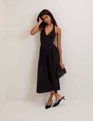 Black Halterneck Amie Midi Dress