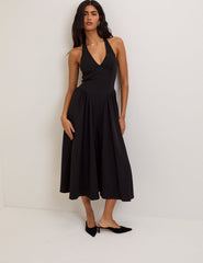 Black Halterneck Amie Midi Dress