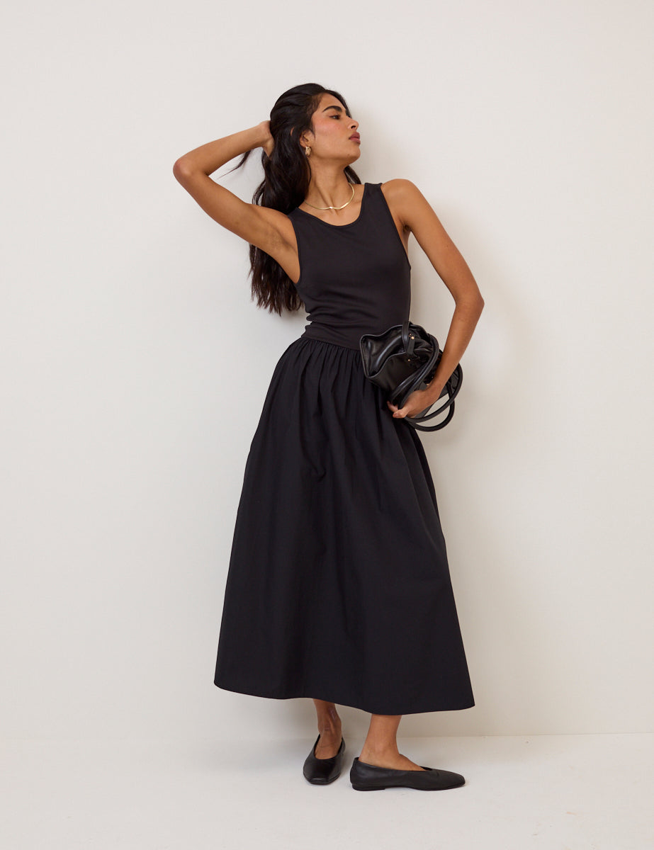 Black Sleeveless Vera Midi Dress