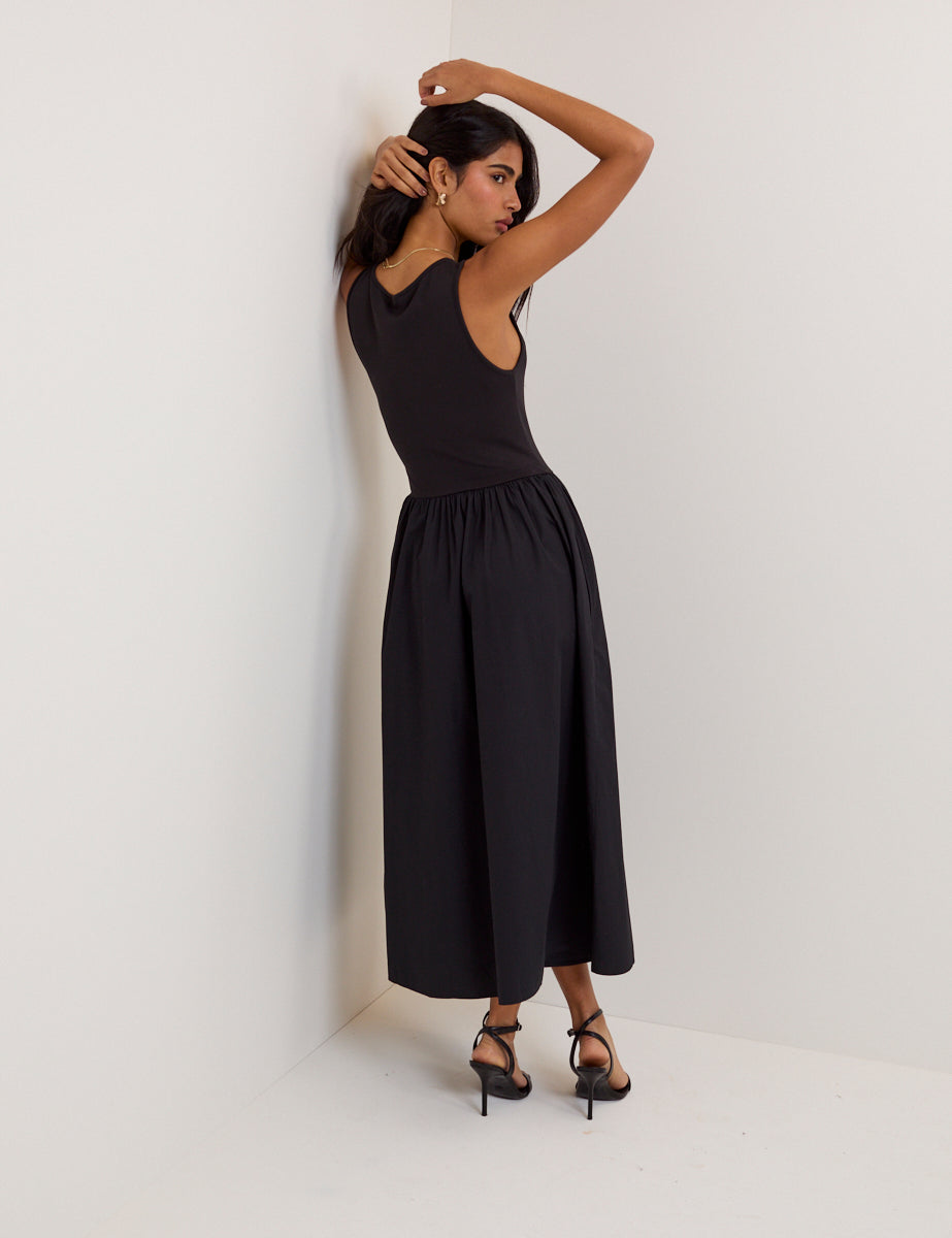 Black Sleeveless Vera Midi Dress