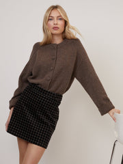 Black Cord Check Mini Skirt