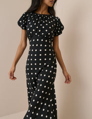 Black Polka Dot Sicily Midi Dress
