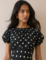 Black Polka Dot Sicily Midi Dress