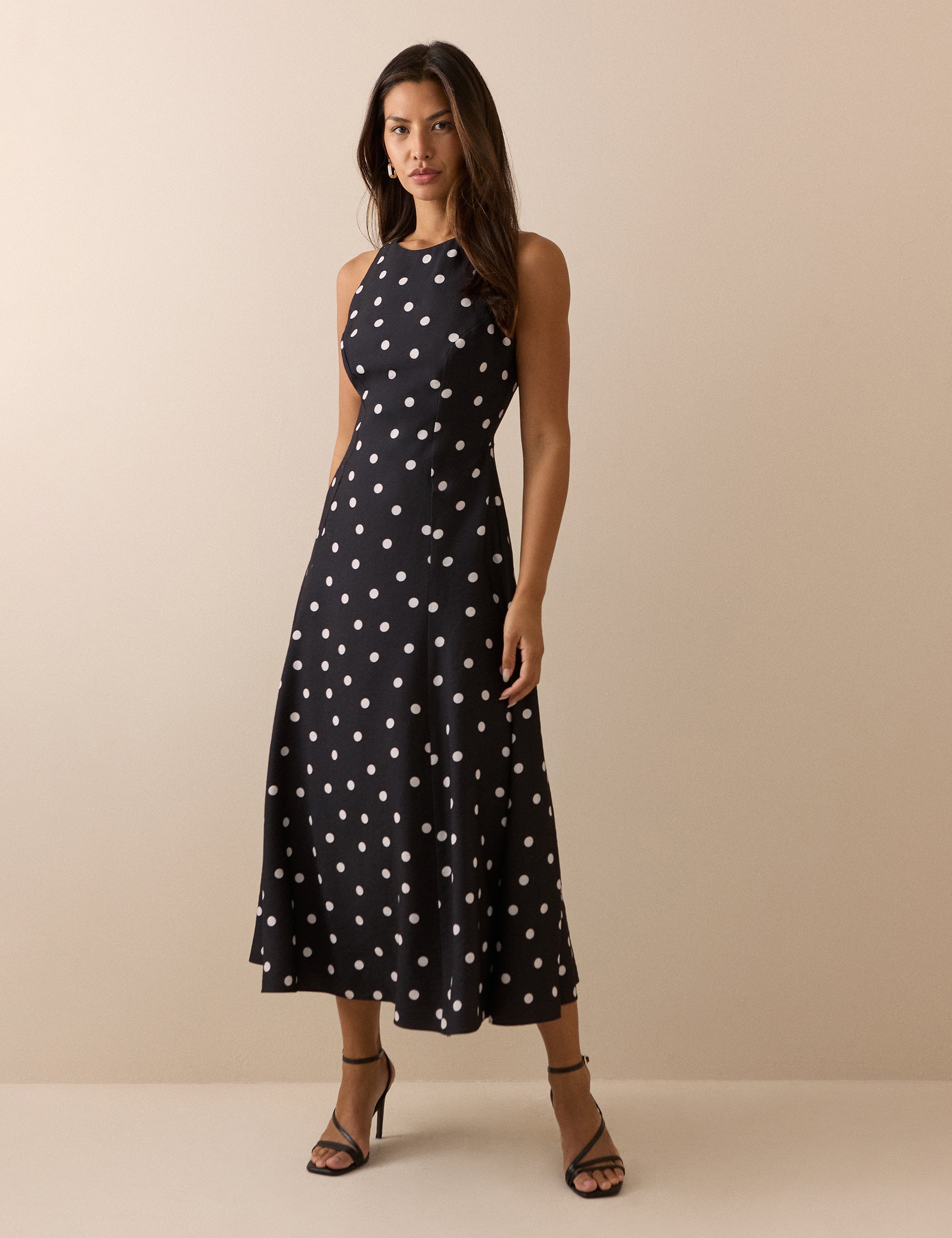Black Polka Dot Reign Midi Dress
