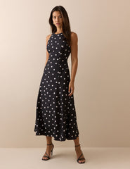 Black Polka Dot Reign Midi Dress