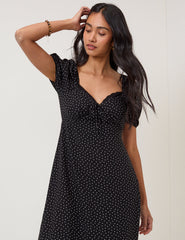 Black Polka Dot Lace Trim Keka Midi Dress