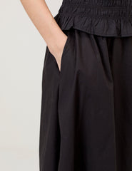 Black Poplin Midi Skirt