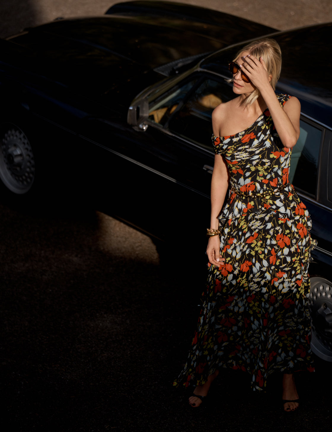 Black Floral Off Shoulder Ruffle Tish Maxi Dress
