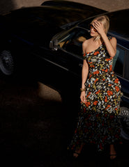 Black Floral Off Shoulder Ruffle Tish Maxi Dress