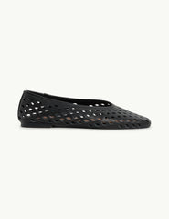 Black Leather Cut Out Ballet Flats