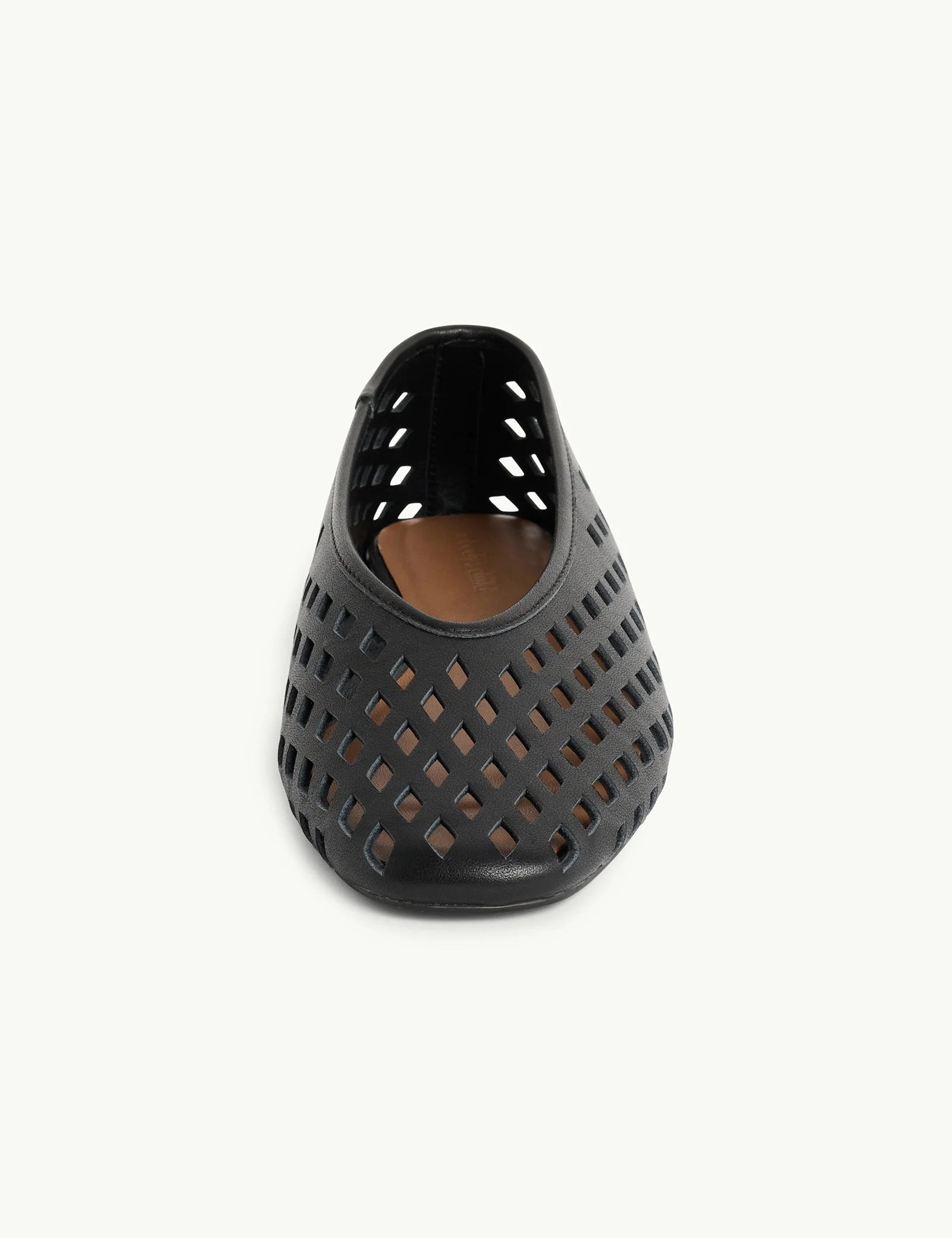 Black Leather Cut Out Ballet Flats