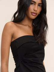Black Jersey Ponte Longline Bandeau Top