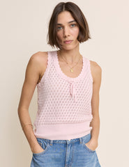 Baby Pink Pointelle Cami with Neck Tie