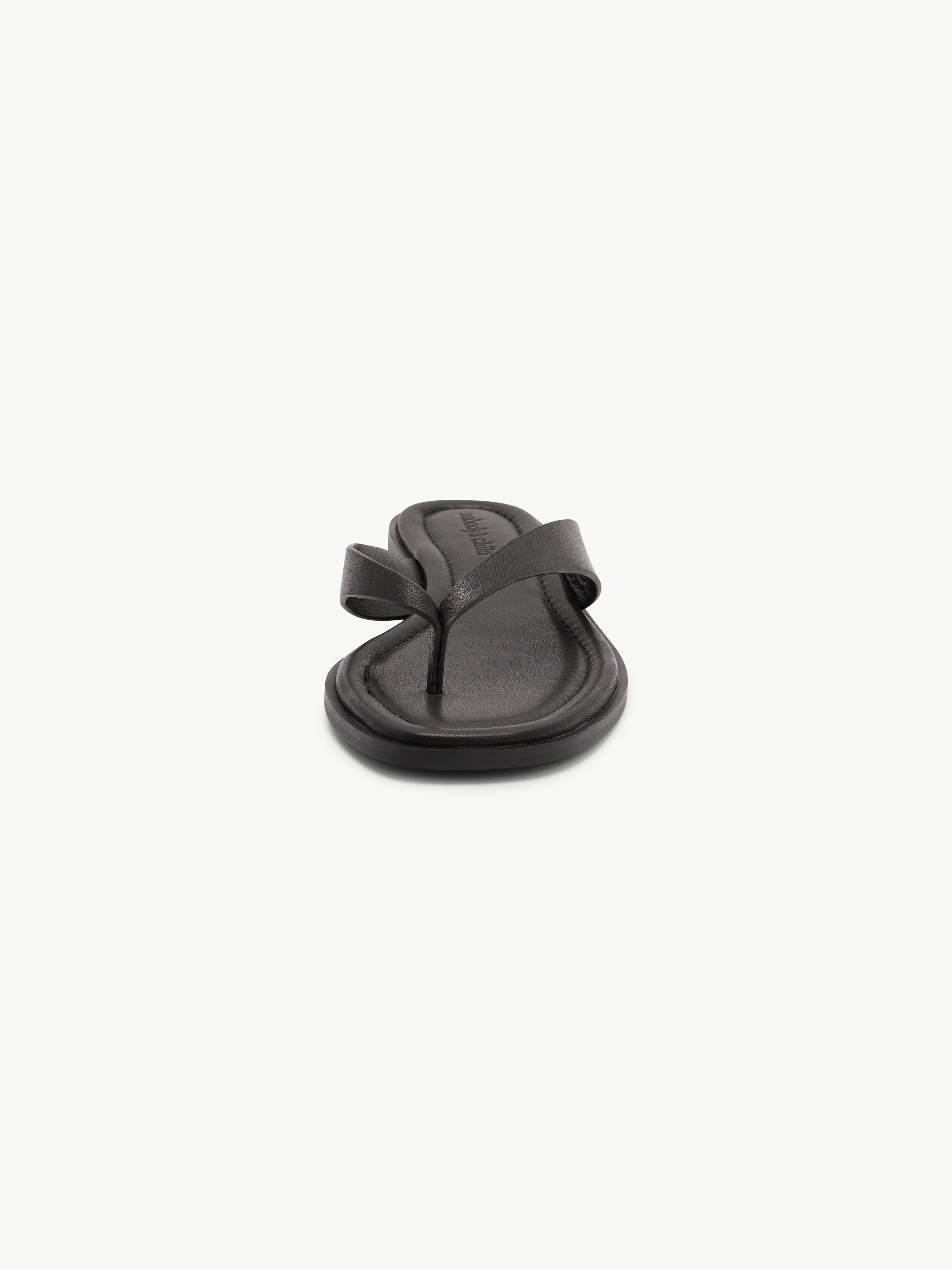 Black Leather Flip Flops